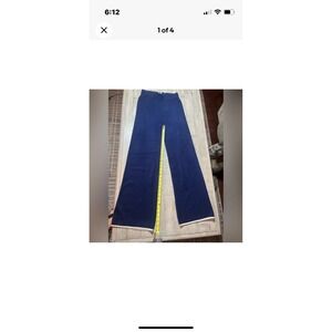 Hippie Rose Navy Blue Knit Wide Leg Lounge Pants Womens Size S Ribbed Flare